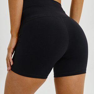 BLACK TUMMY CONTROL GYM YOGA WORKOUT FITNESS RUNNING SHORTS SZ XS X-SMALL 4"